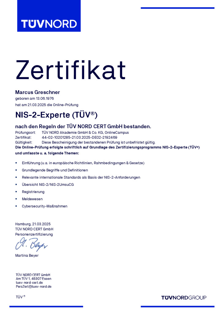 thumbnail of Tuev-Nord_NIS2-Experte_Zertifikat